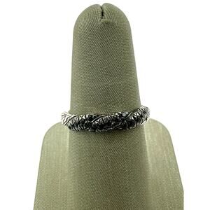 925 Sterling Silver with Black Sapphires John Hardy Twist Ring (20815)